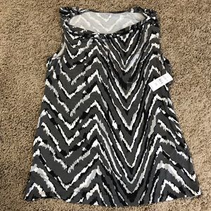 Ann Taylor Lift Sleeves Top NWT Black Gray Silver